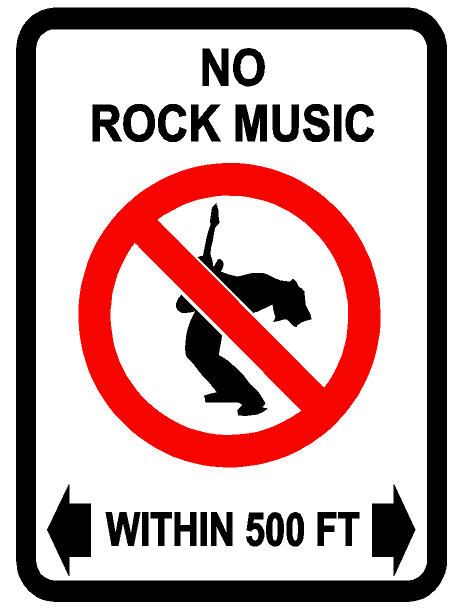 No Rock Music Within 500ft Decal
