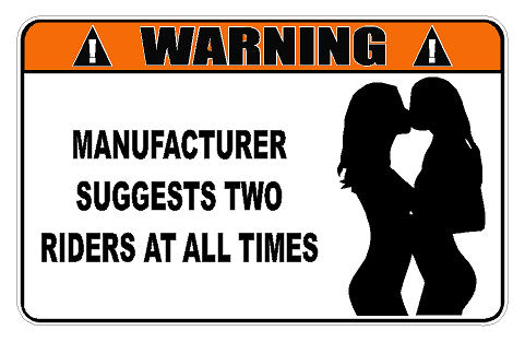 Warning Two Riders At All Times Decal