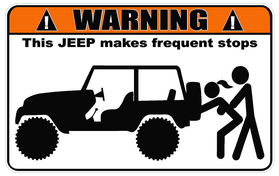 Warning Jeep Makes Frequent Stops Decal