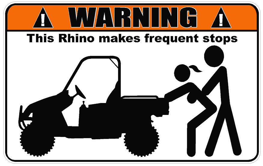 Warning Rhino Makes Frequent Stops Decal
