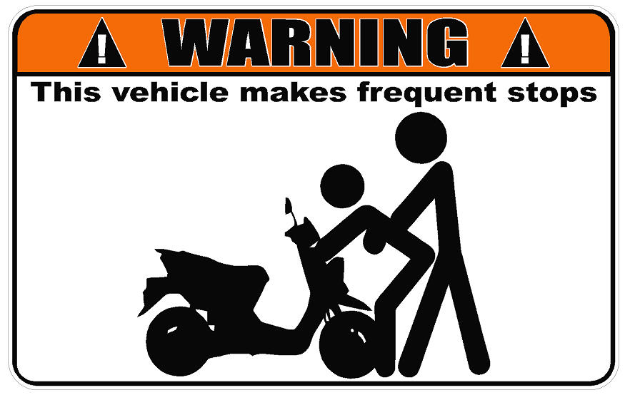 Warning Scooter Makes Frequent Stops Decal