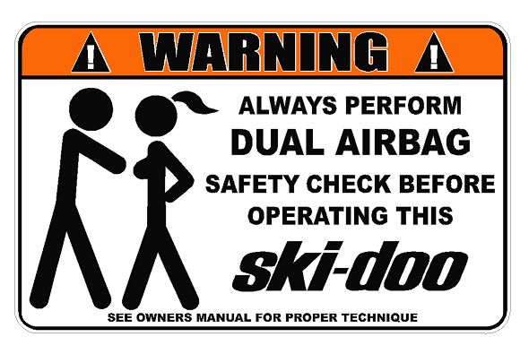 Warning Dual Airbag Safety Check Skidoo Decal