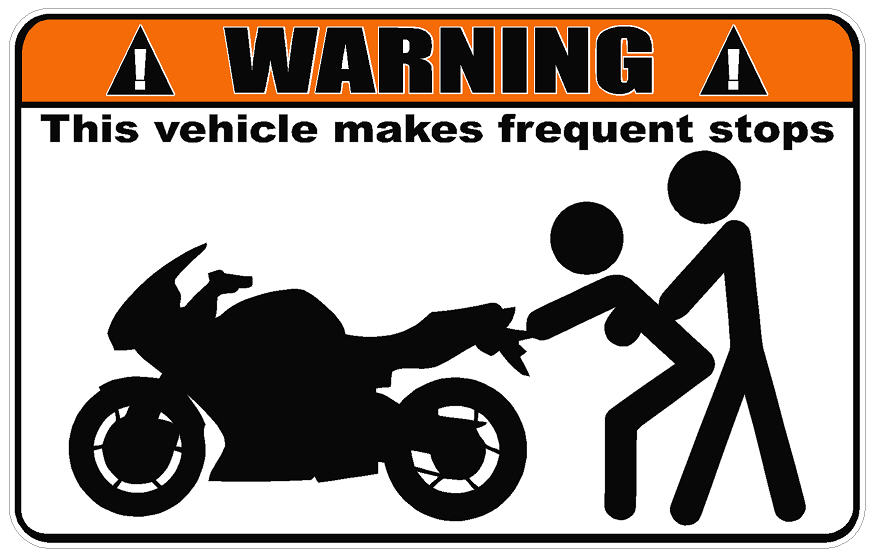Warning Sportbike Makes Frequent Stops Decal
